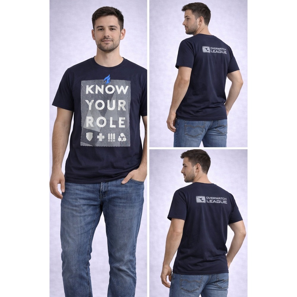 Overwatch League Know Your Role Navy Athletic T Shirt Mens L NWT